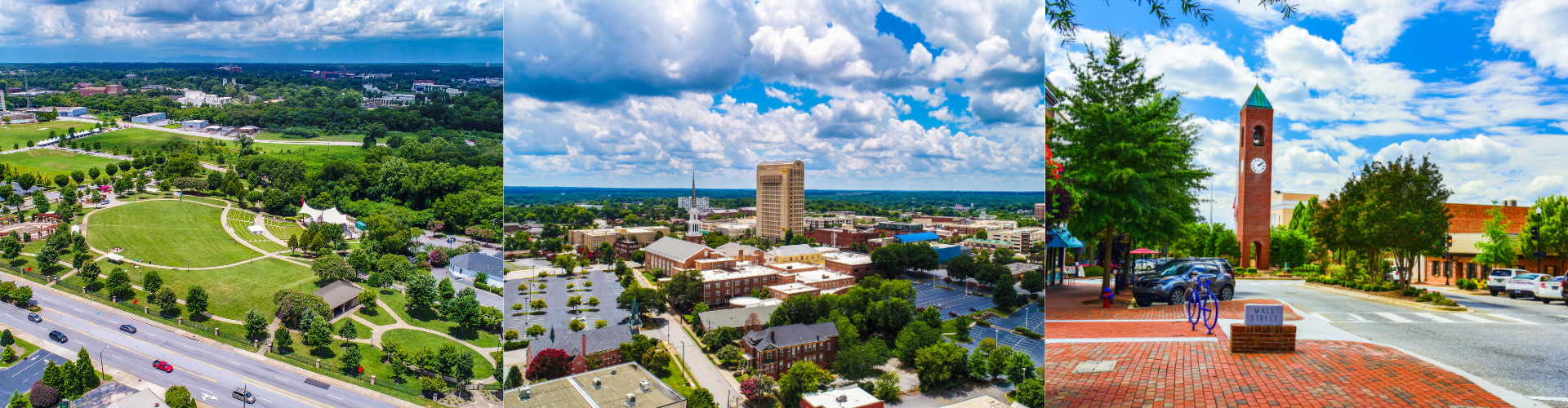 A city with a clock tower.