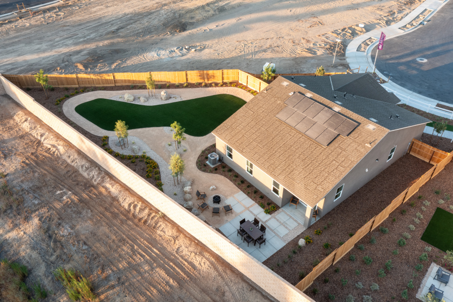 A high angle view of a building.