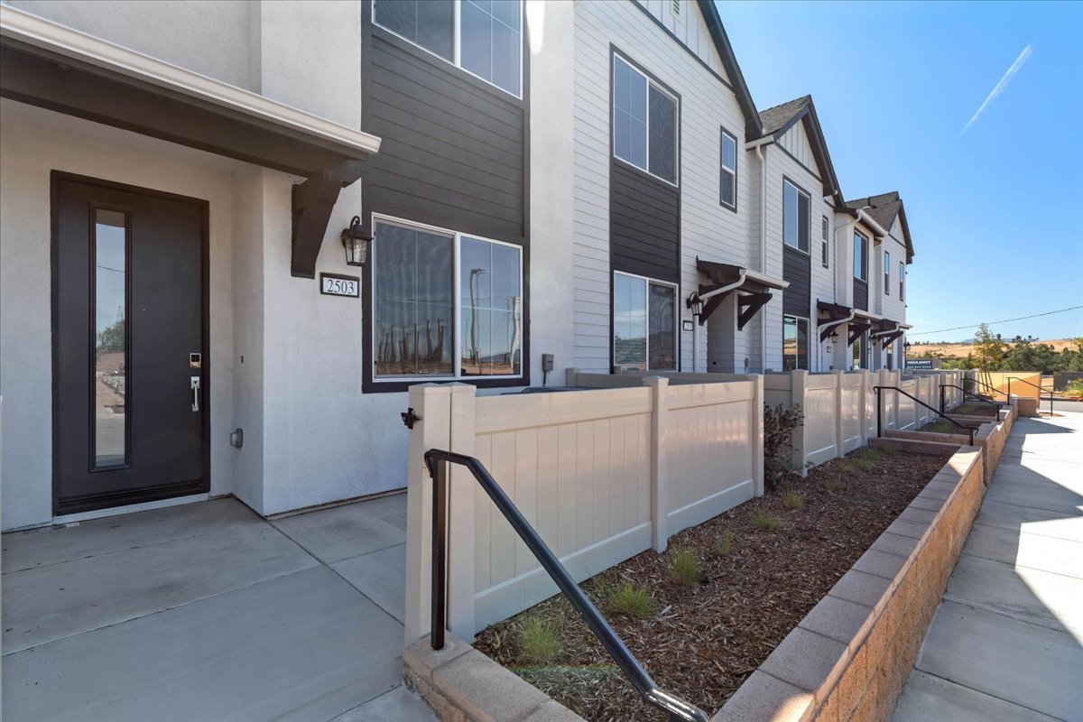 A building with a fence.