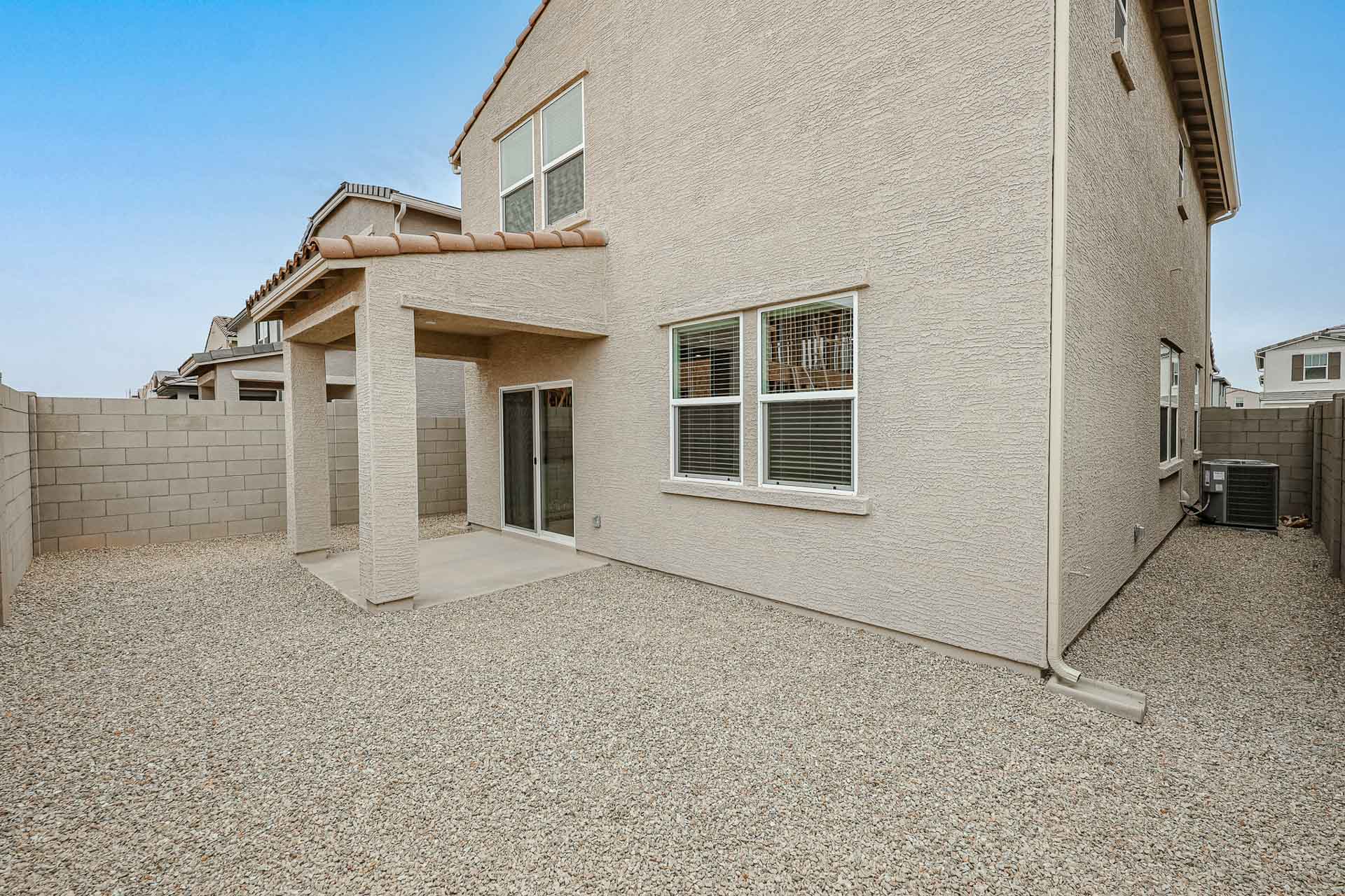 A building with a garage.