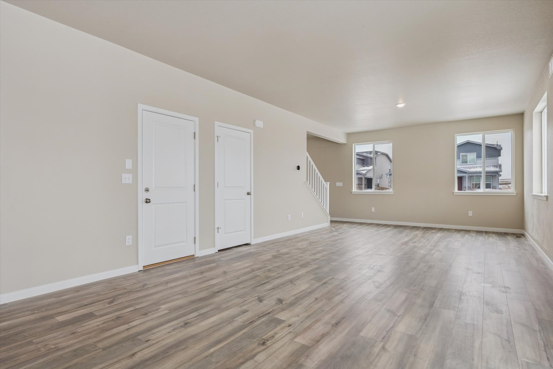 A room with white doors.