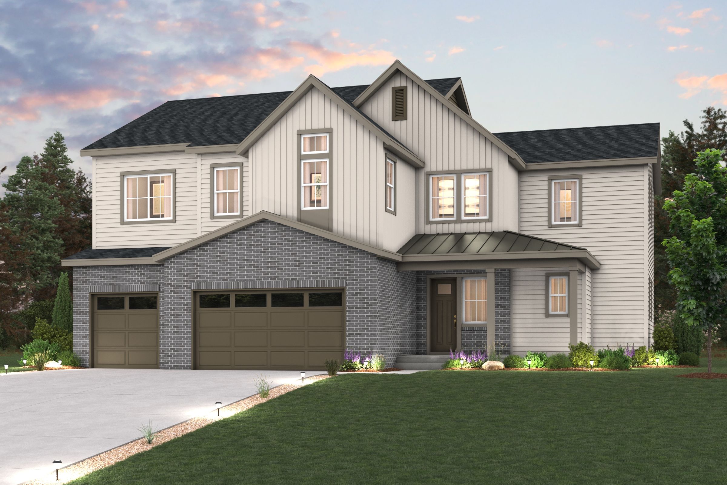 A house with a driveway.