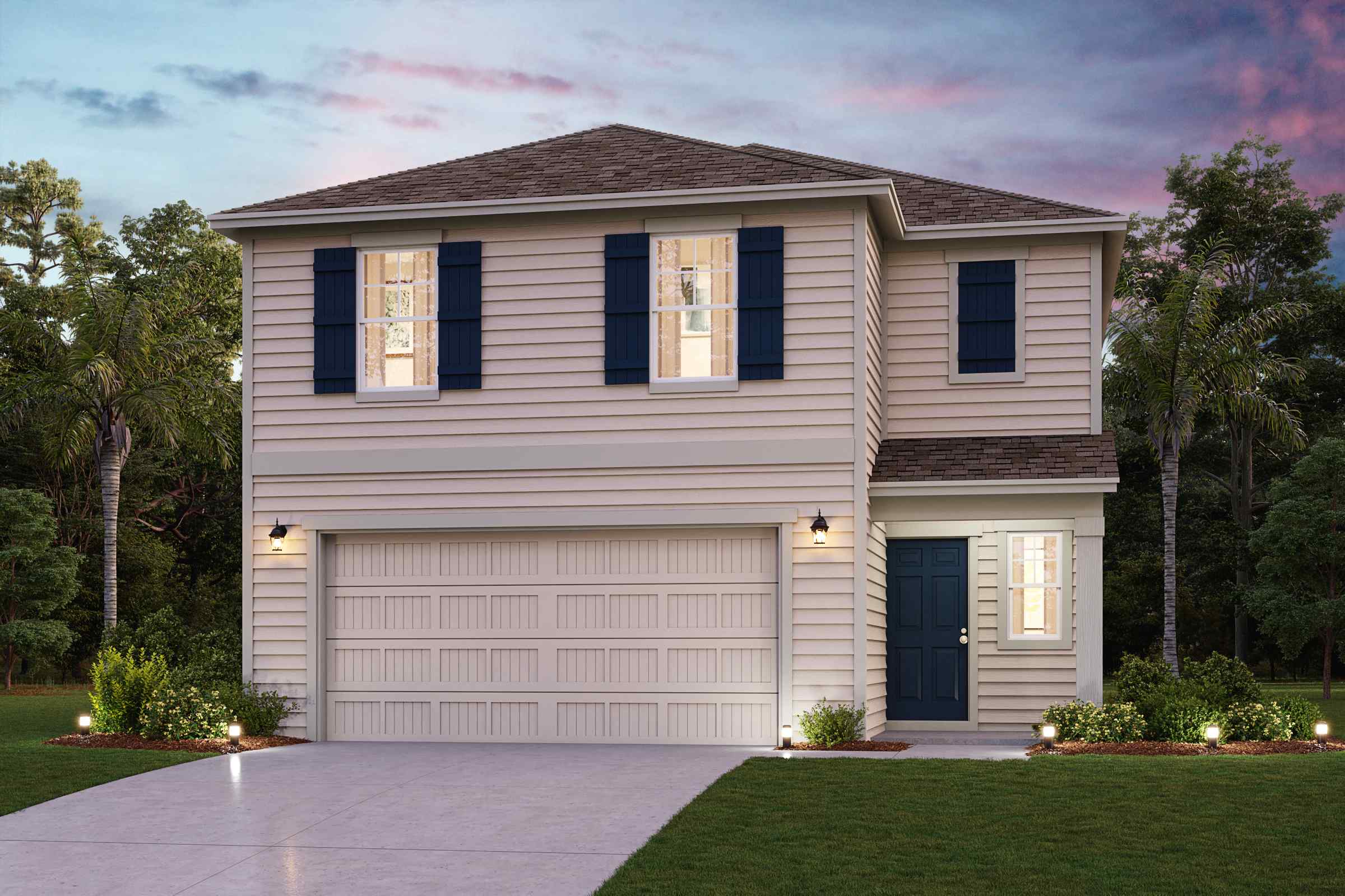 A house with a garage.