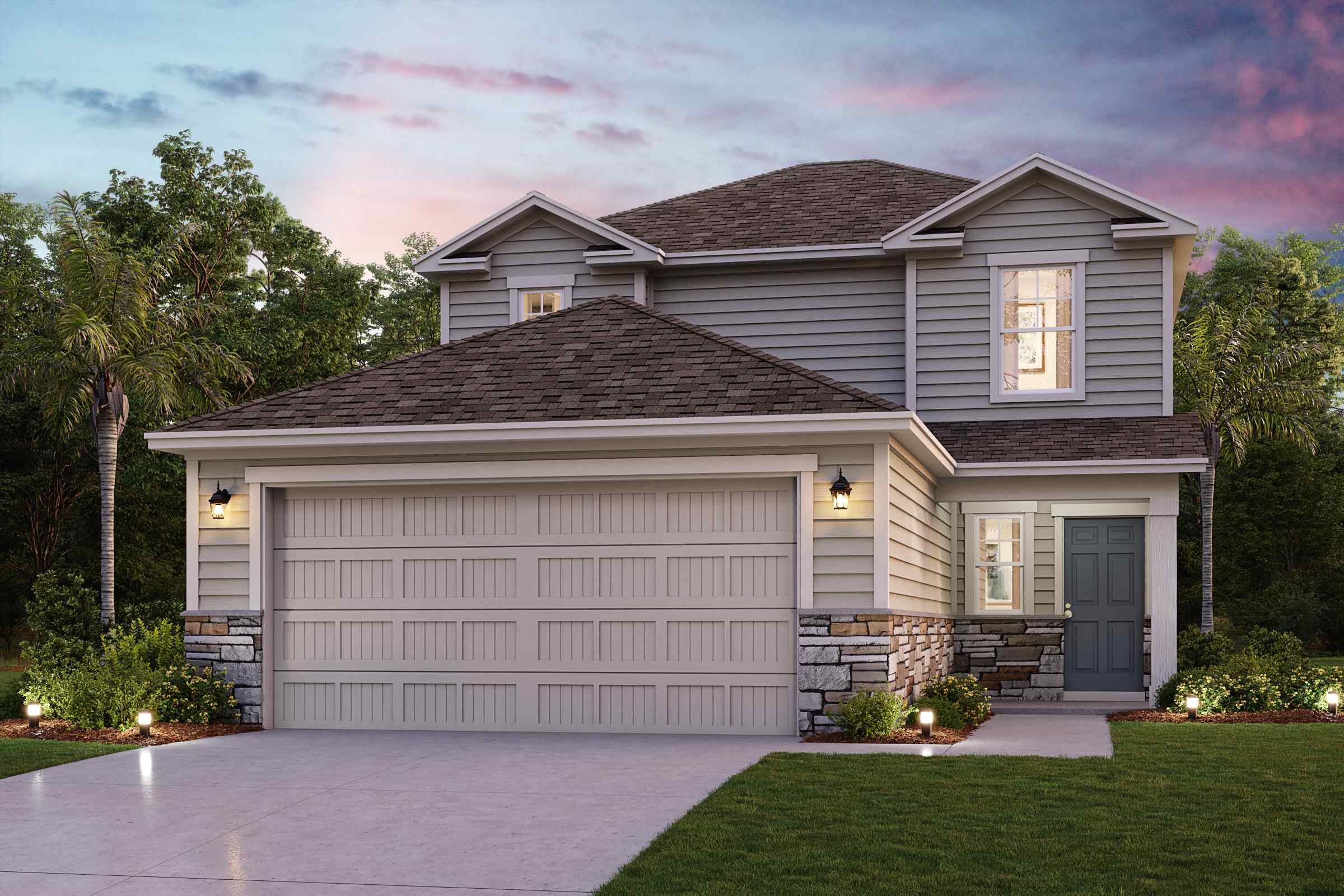 A house with a garage.