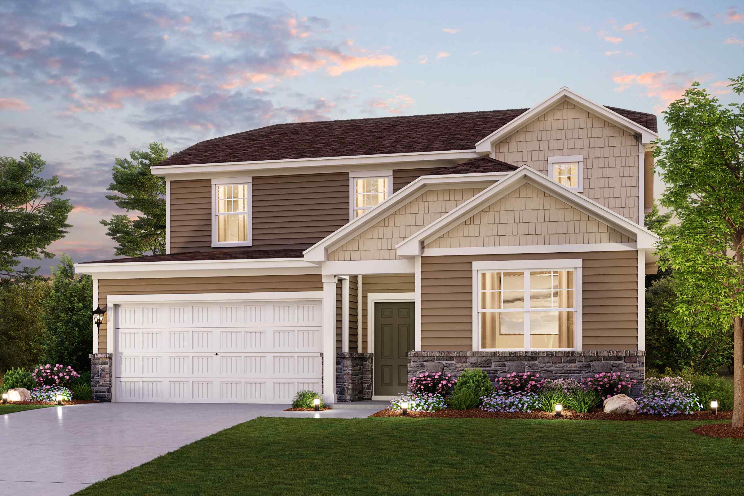 A house with a garage.