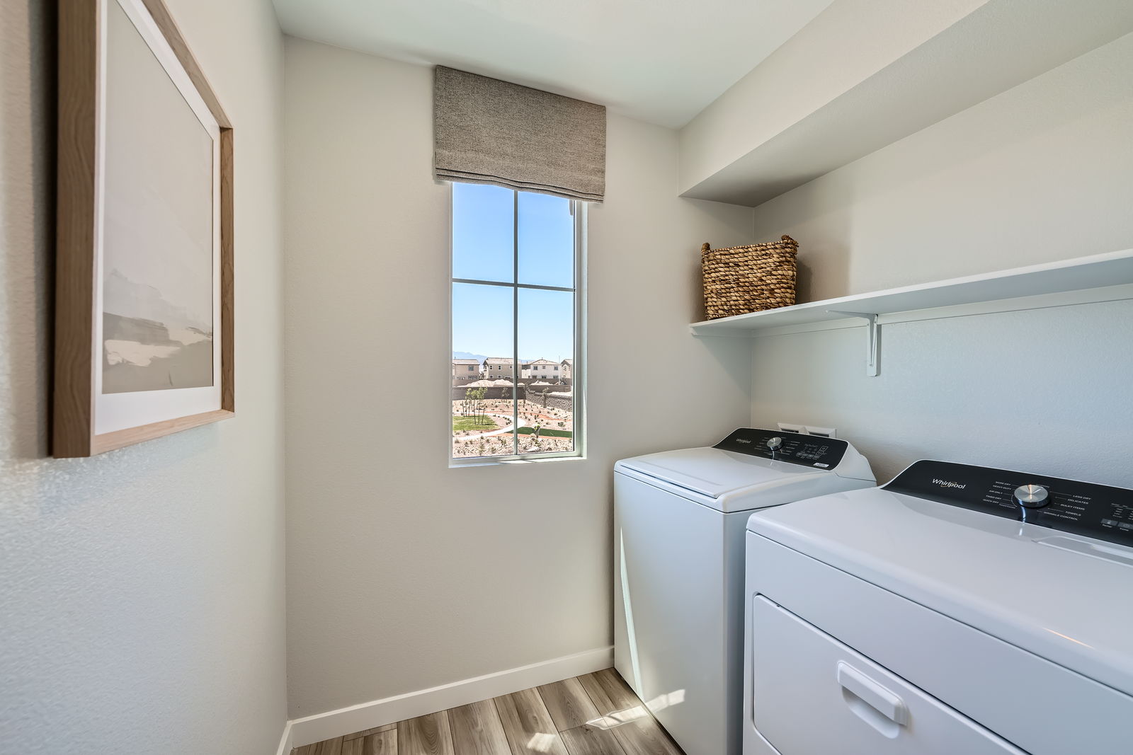 A kitchen with a window.