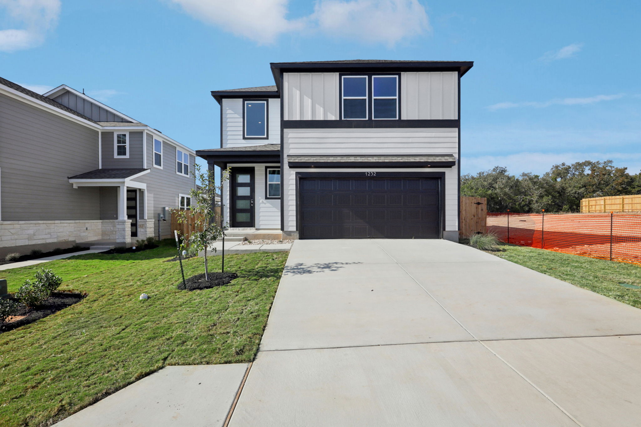 A house with a garage.