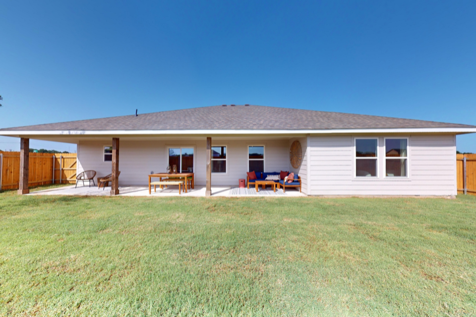 A house with a lawn.