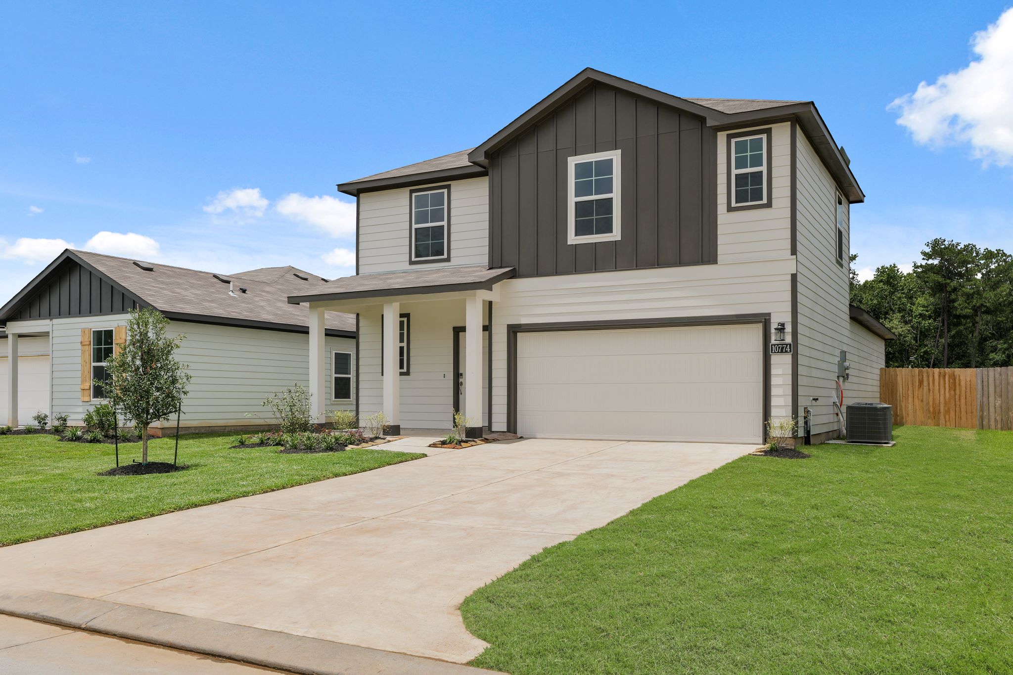 A house with a garage.