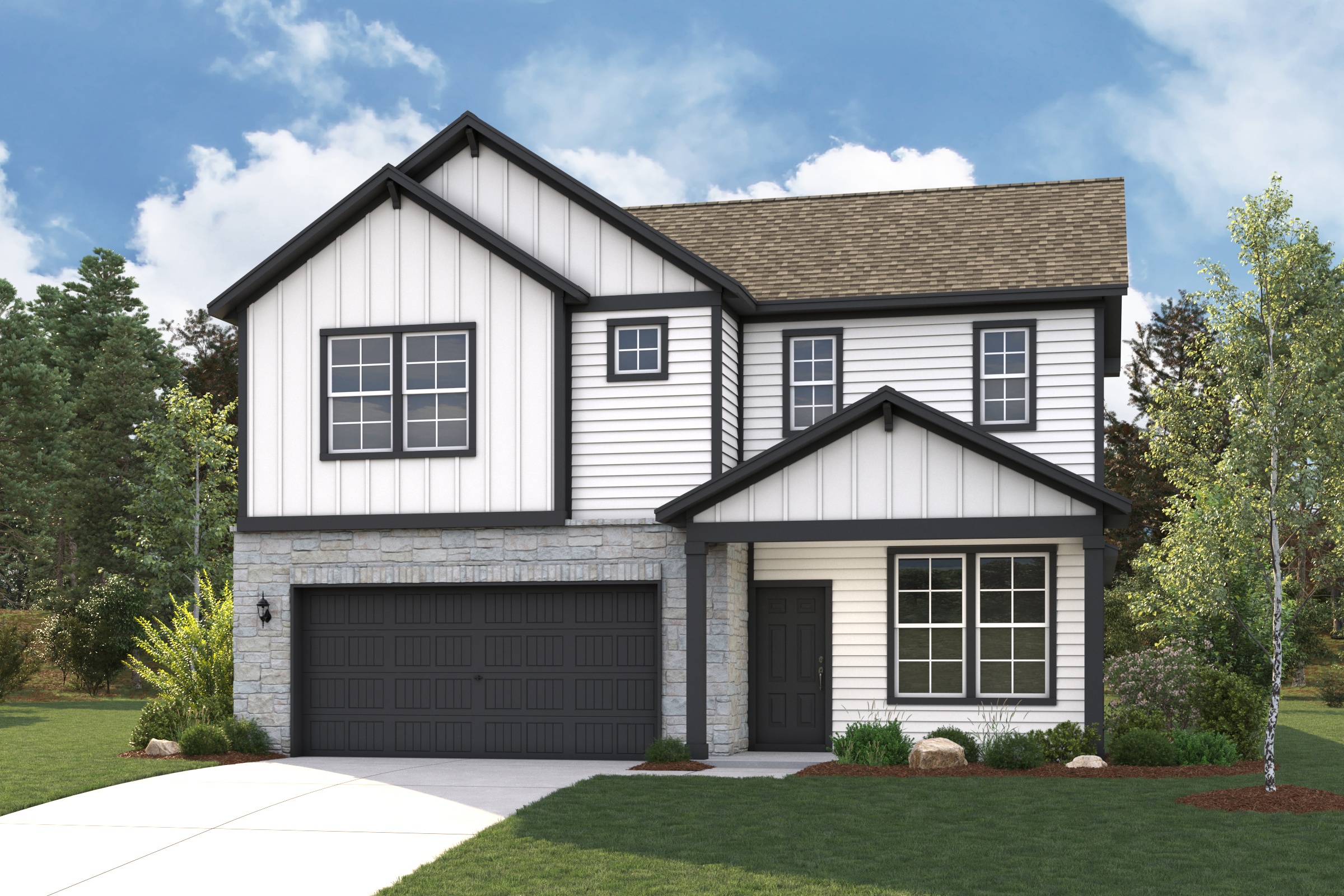 A house with a garage.