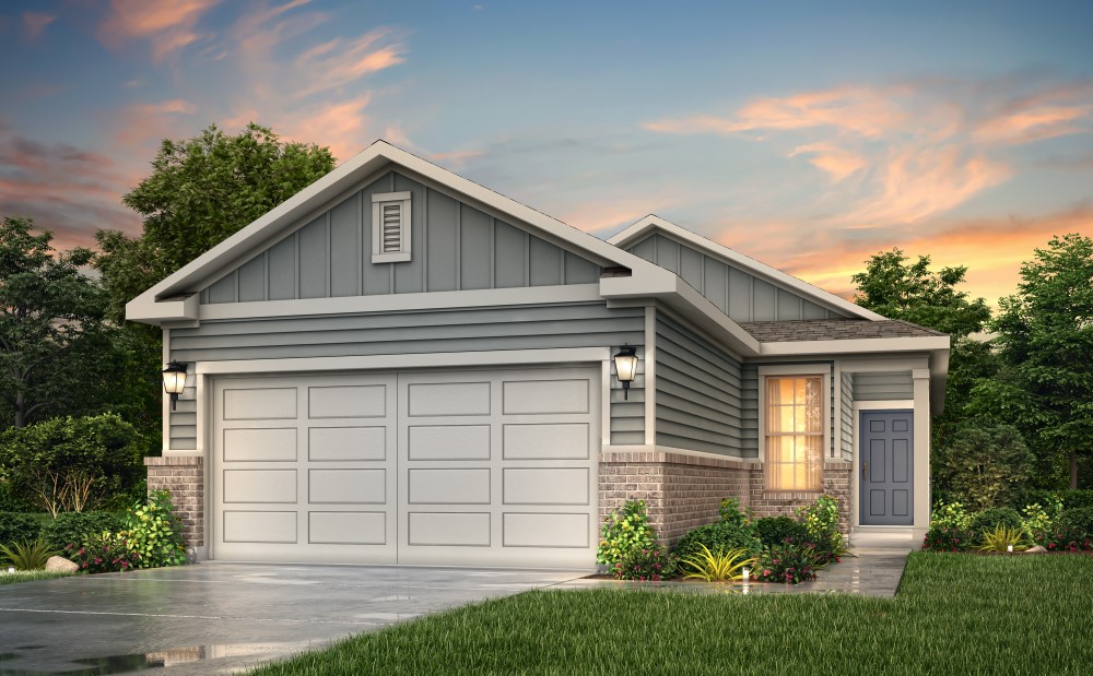 A house with a pool in the front.