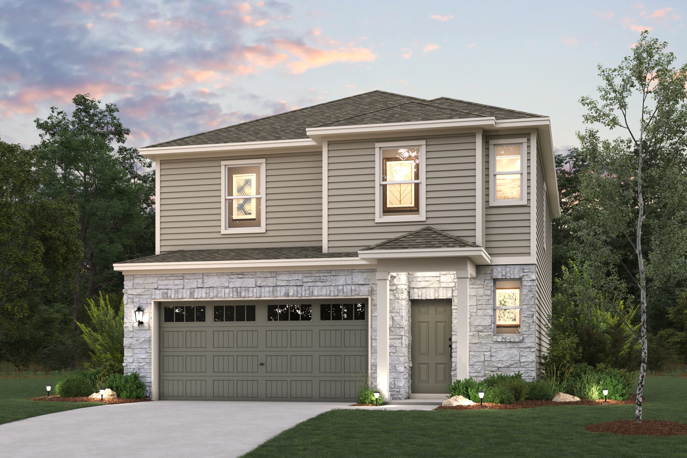 A house with a garage.