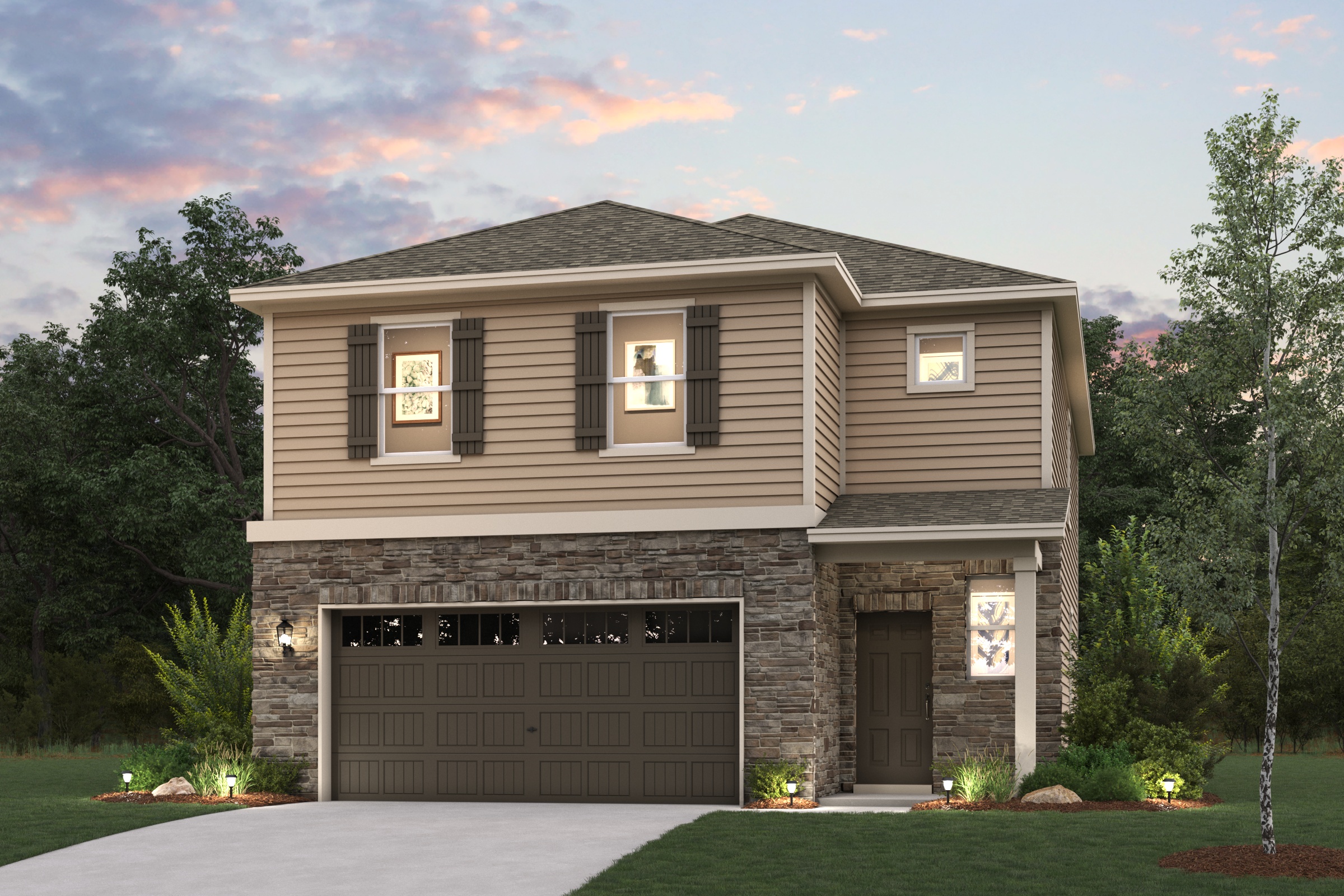 A house with a garage.