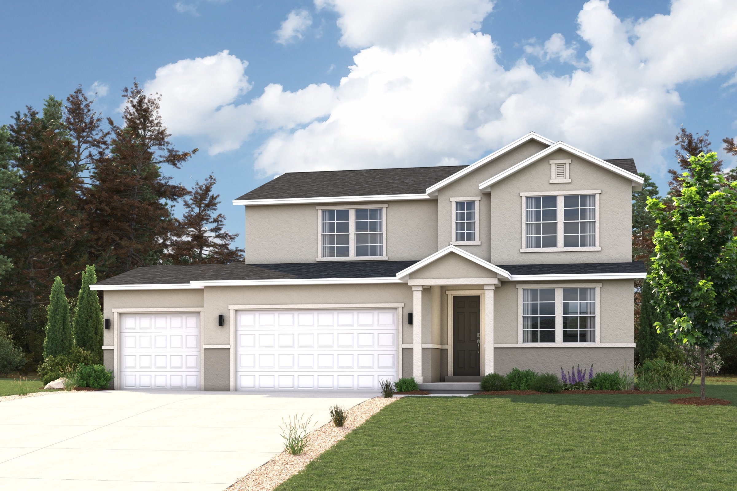 A house with a driveway.