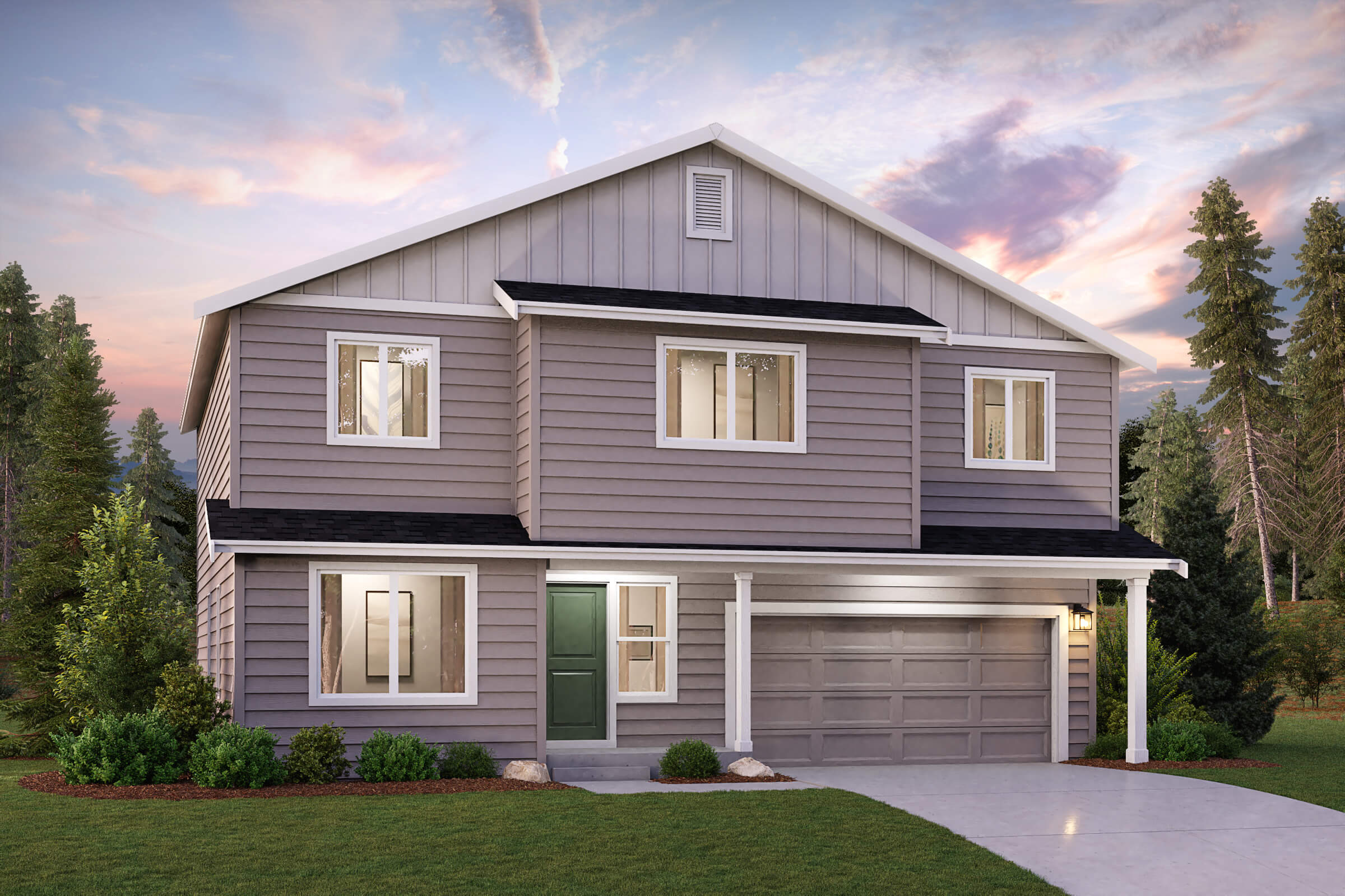 A house with a garage.