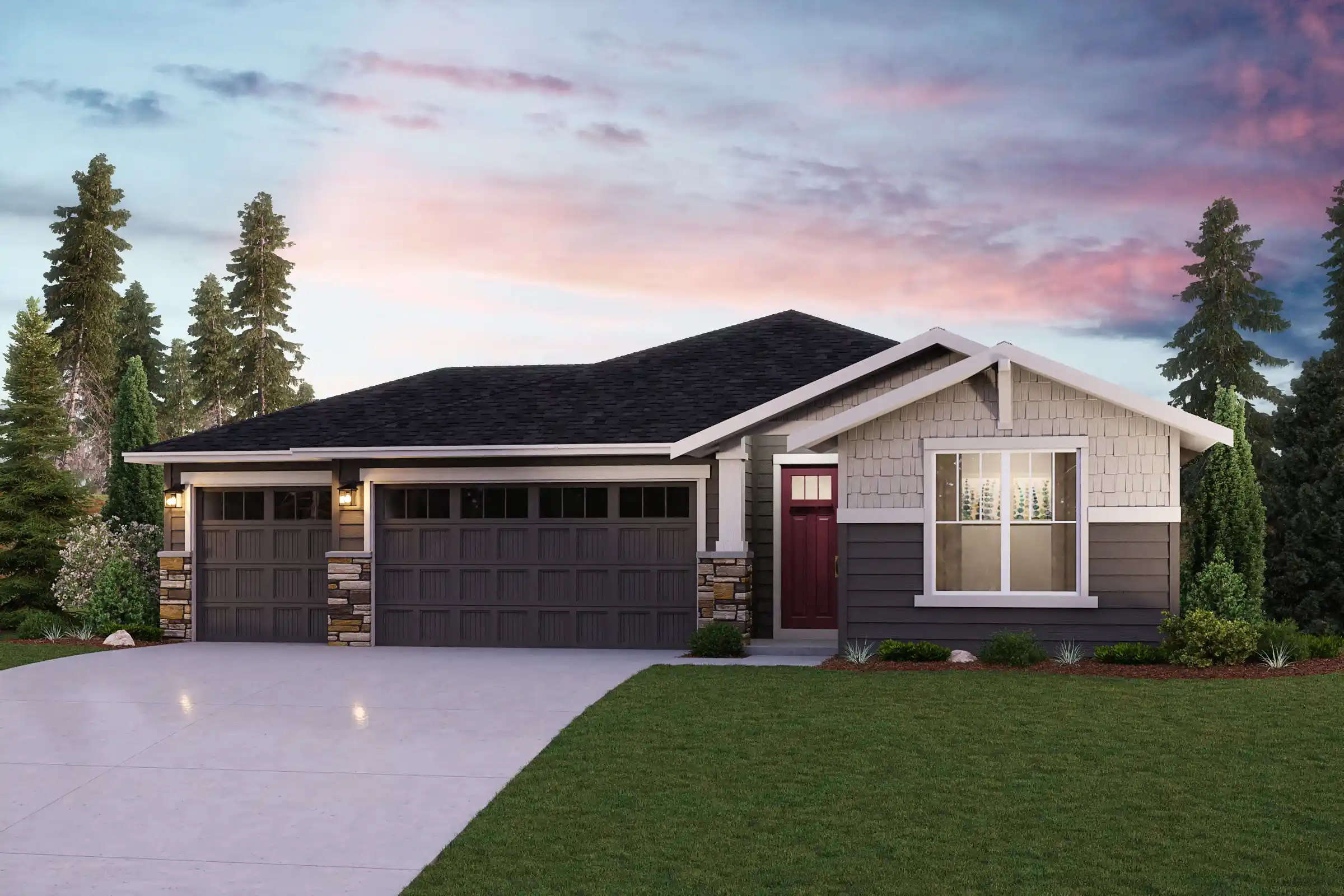 A house with a driveway.